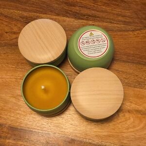 Green Tin Candle with Wooden Lid - Scented Home Accent